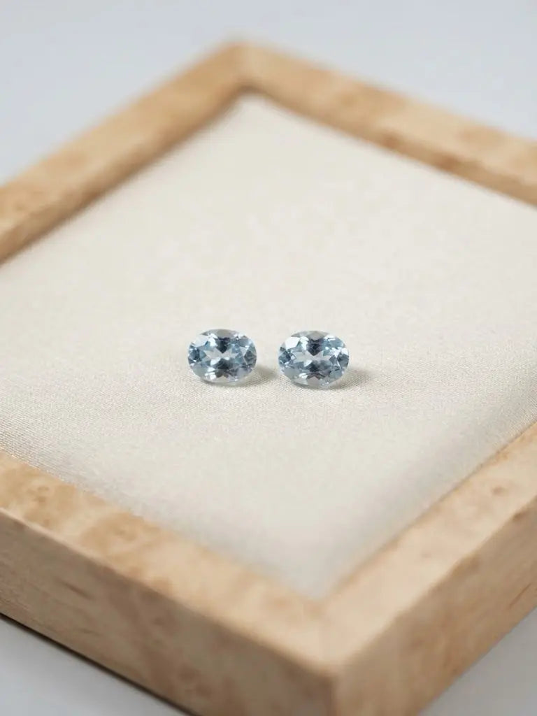 Natural Quality 2 Aquamarine Gemstones From Madagascar, Dimension 3x5 mm, Weight O.28 CT, Shape Oval cut, GEM-ABC-287